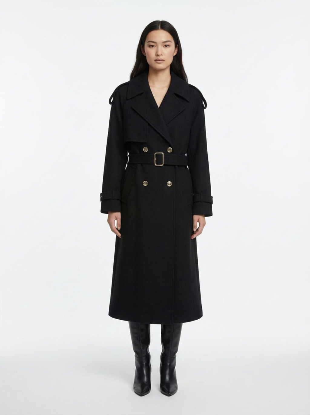 Black cashmere trench coat — VICKY | ILÈR