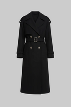 Trench negru din cașmir — VICKY, 125 cm