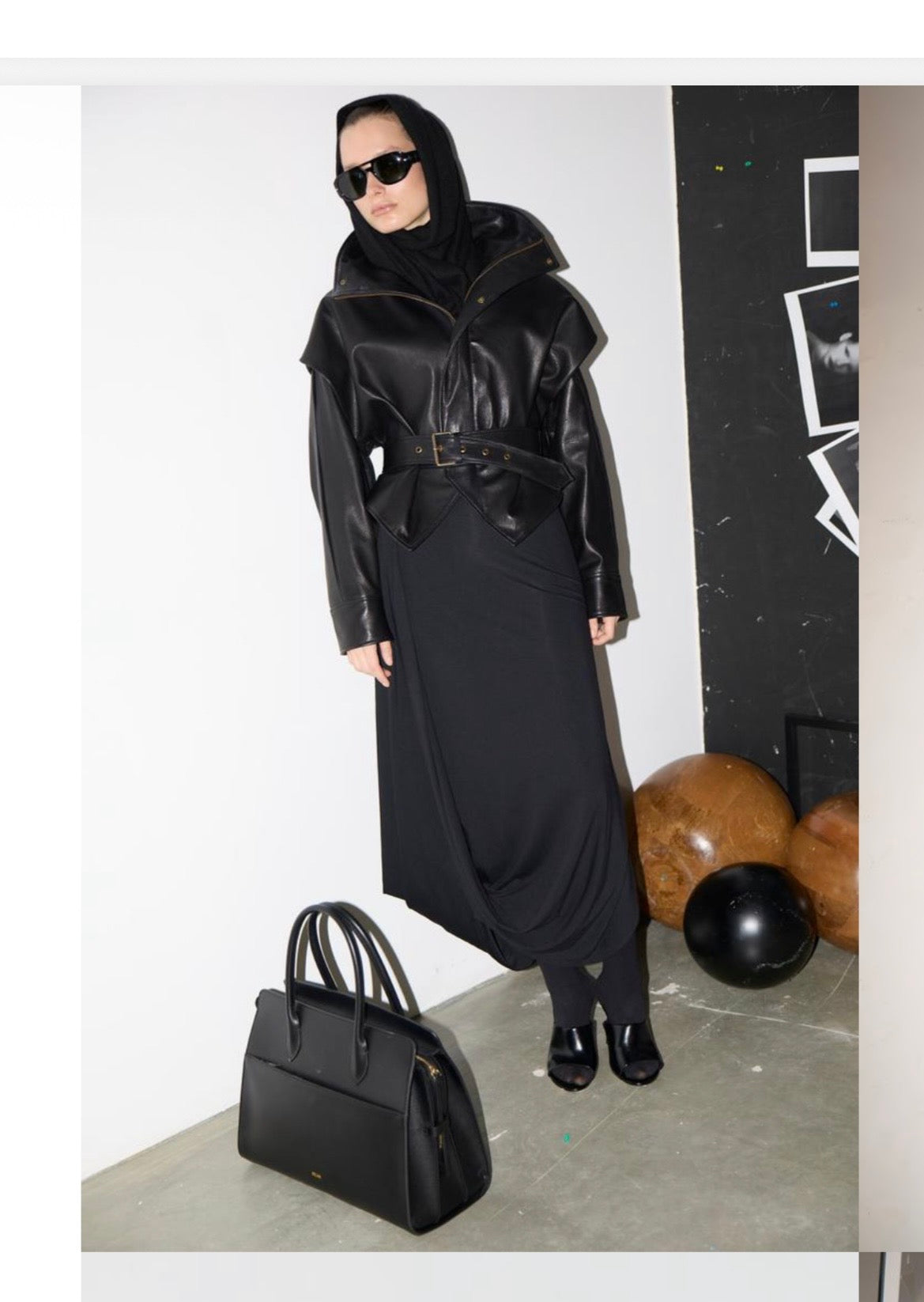 black leather jacket with high neck 