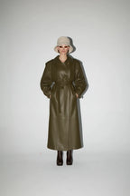 Trench Mira din piele naturala maxi 130 cm