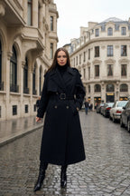 Black cashmere trench coat — VICKY | ILÈR