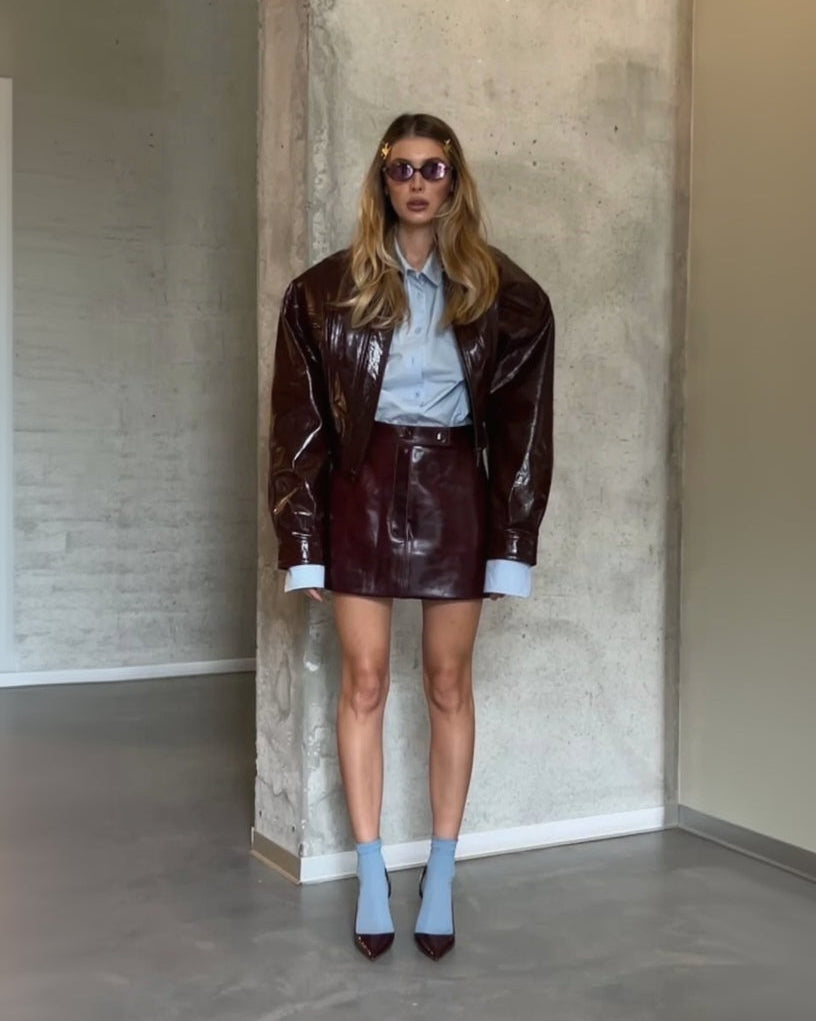 Fusta mini din piele Aria