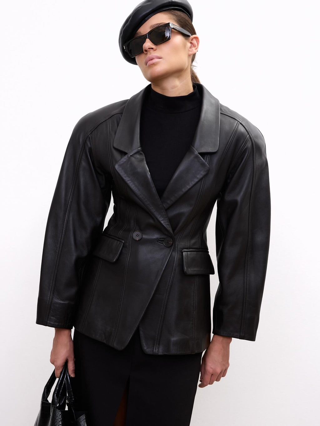 Fitted leather blazer — MONIK