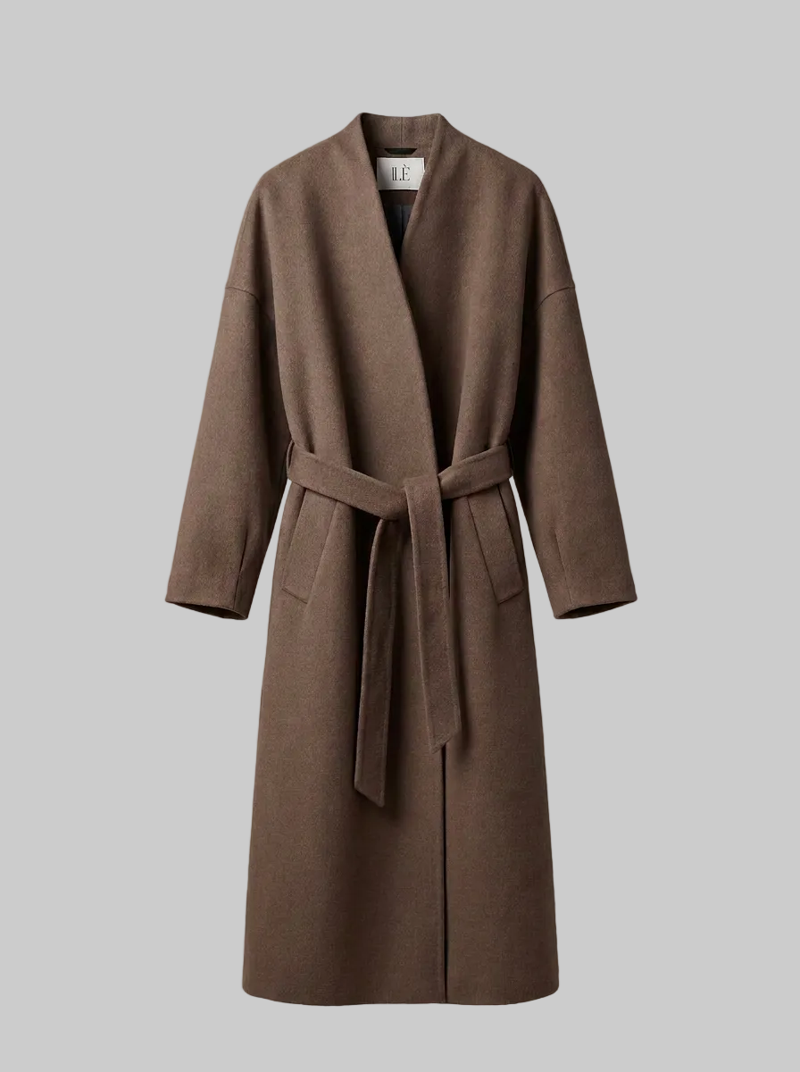 ÉLISE – Palton Oversized din Cașmir și Lână | Mocha Grey