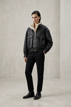 BLAIR – Jachetă Bomber din Piele de Miel cu Blană Naturală | Black