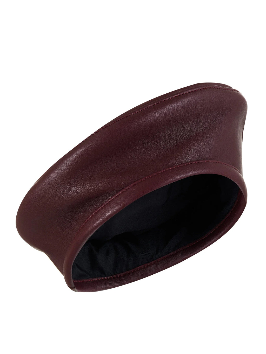 Burgundy leather beret — GINY | ILÈR