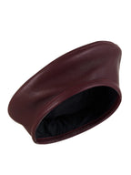Burgundy leather beret — GINY | ILÈR