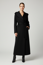 Black hooded cashmere coat — KIRA | ILÈR