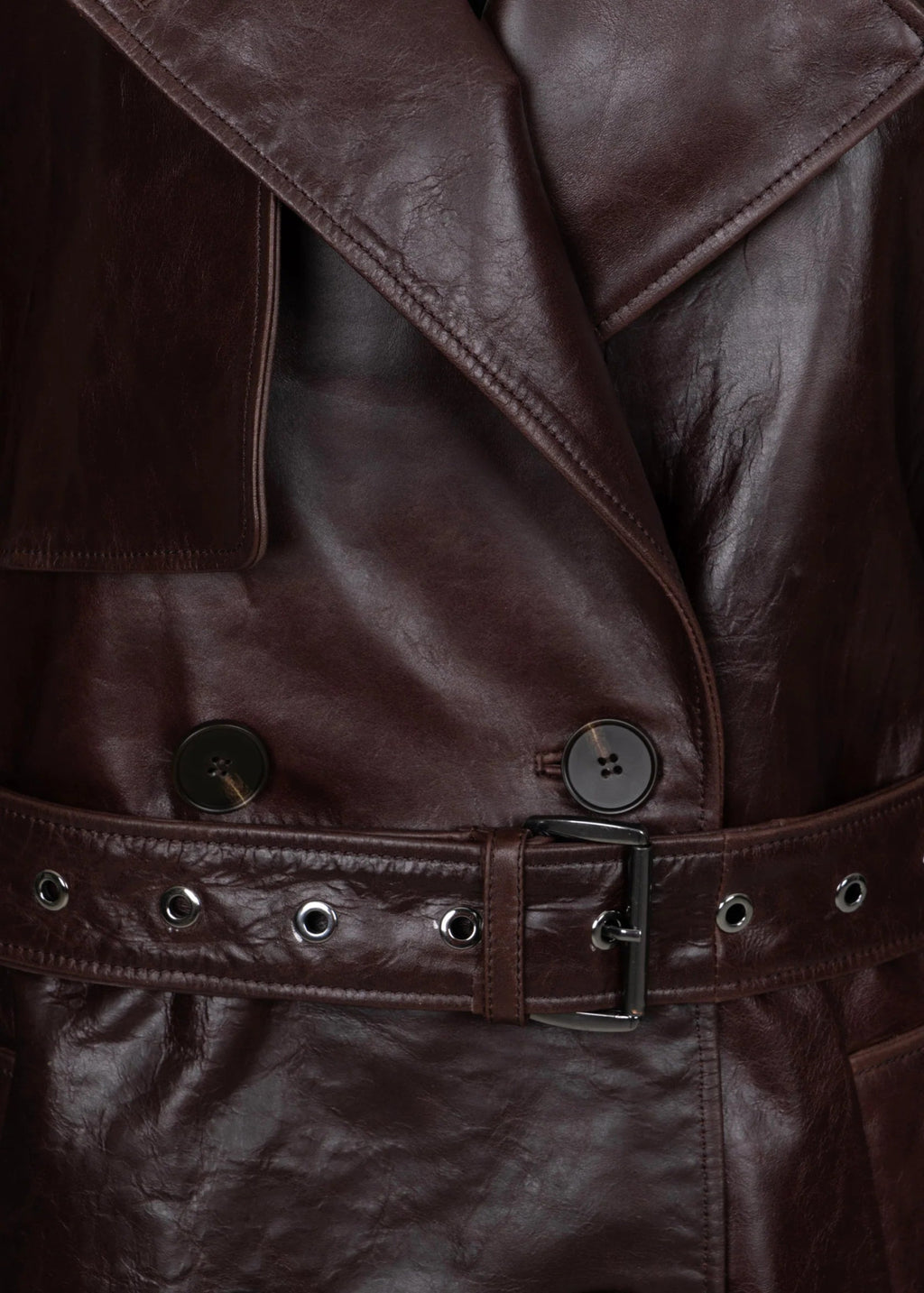 Waxed leather trench coat — HAZEL | ILÈR