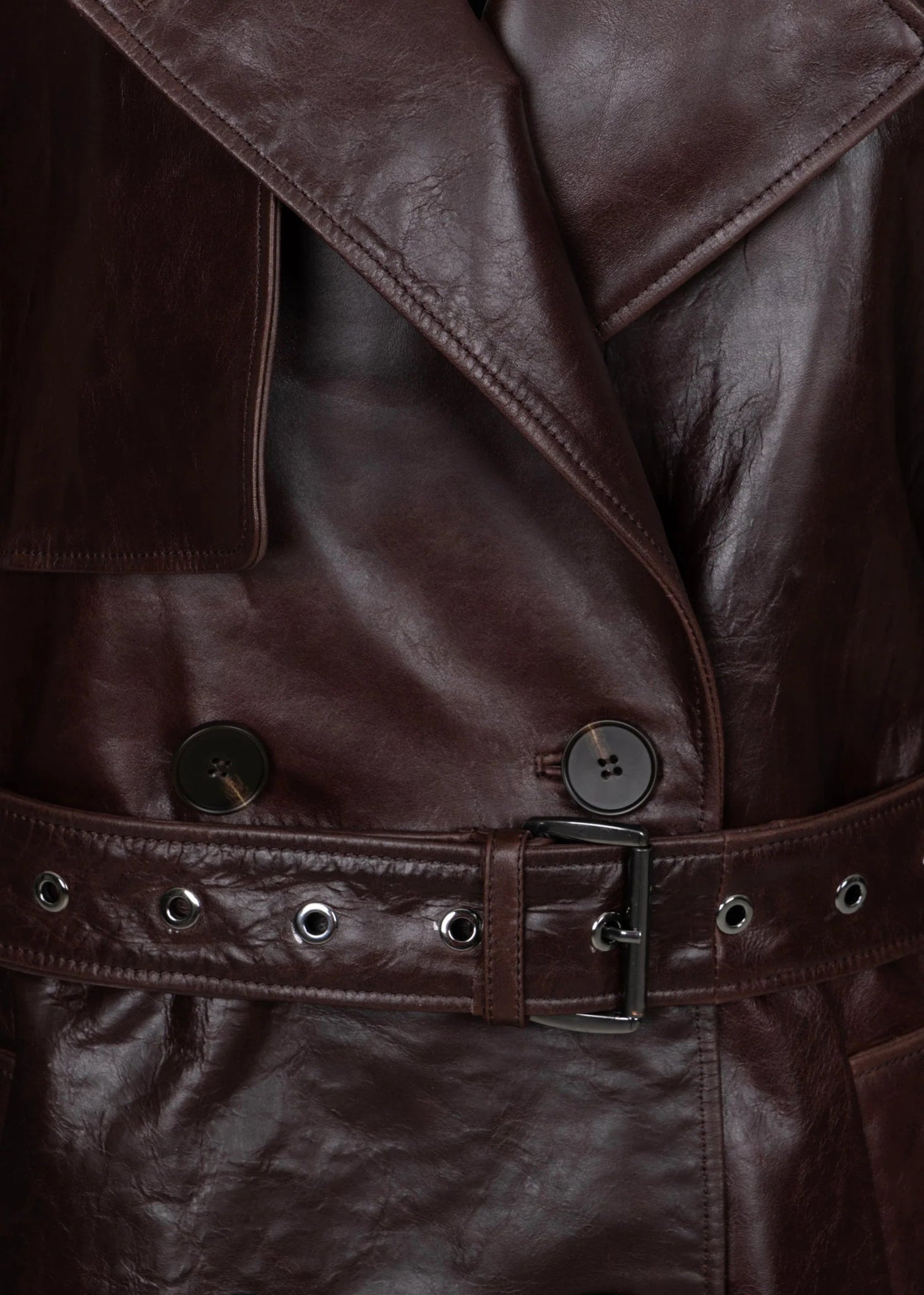 Waxed leather trench coat — HAZEL | ILÈR