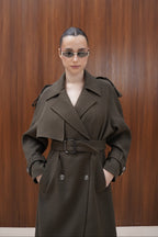 Olive cotton trench coat — LARA | ILÈR