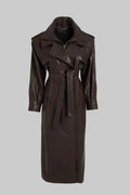 Maxi lambskin leather trench coat — KHLOE | ILÈR