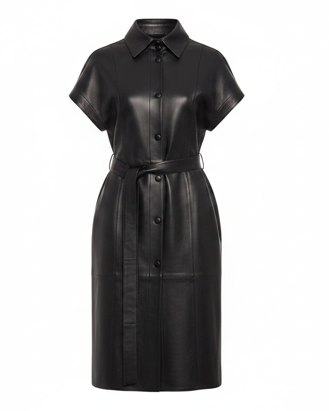 Vestă-rochie din piele naturală — OVA, 110 cm